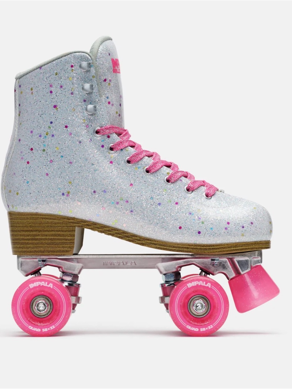 Impala Quad High-Top Roller Skate in Confetti with Pink Accents. NWT